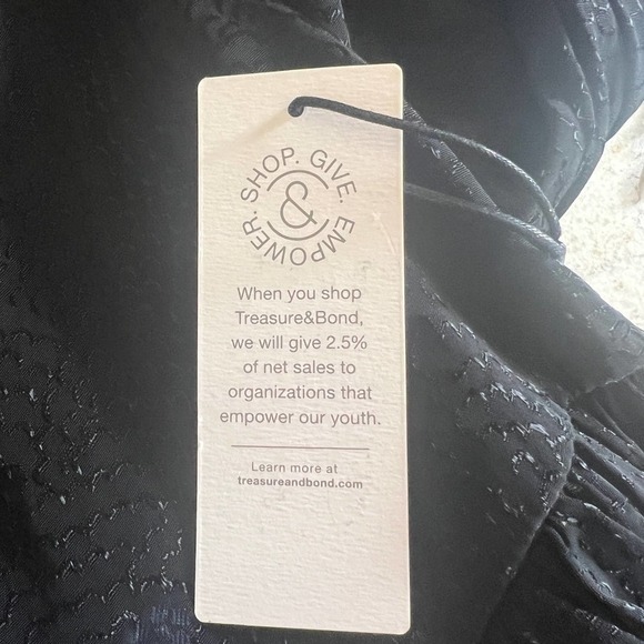 TREASURE & BOND SQUARE‎ NECK PUFF SLEEVE HIGH-LOW BLOUSE BLACK SIZE M NWT - Picture 15 of 16